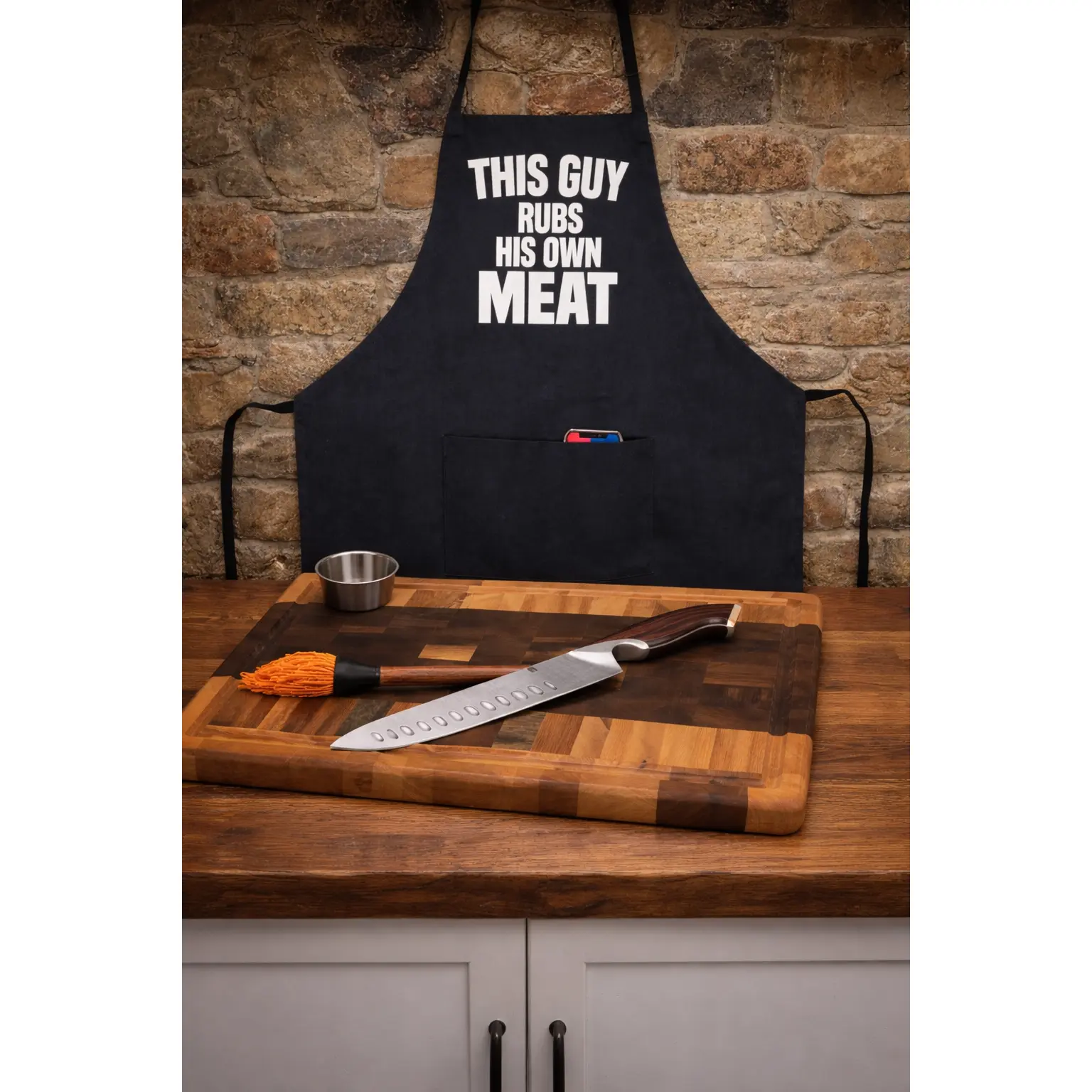 Father’s Day Premium Grill & Prep Bundle – End‑Grain Maple/Walnut Butcher Block + Apron + Sauce Mop + 12" Hashanho Knife + 4 ounce board conditioner