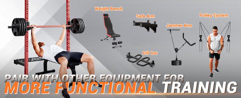 GARVEE Folding Squat Rack with 1000LBS Capacity, Wall Mounted Design, Includes Pull Up Bar, J Hook, and Landmine Attachment for Versatile Home Gym Workouts and Space-Saving Solutions.