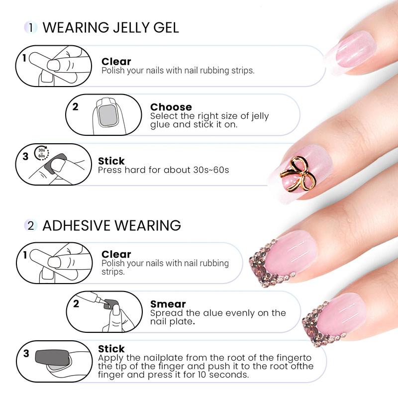 144 Pcs Press On Nails (6 Packs) | Nude Pink French, Bow & Floral Mix | Almond & Coffin Shapes | 3D Flower, Ribbon Bow & Glitter Styles | Reusable Stick On Nails with Jelly Glue | 12 Sizes