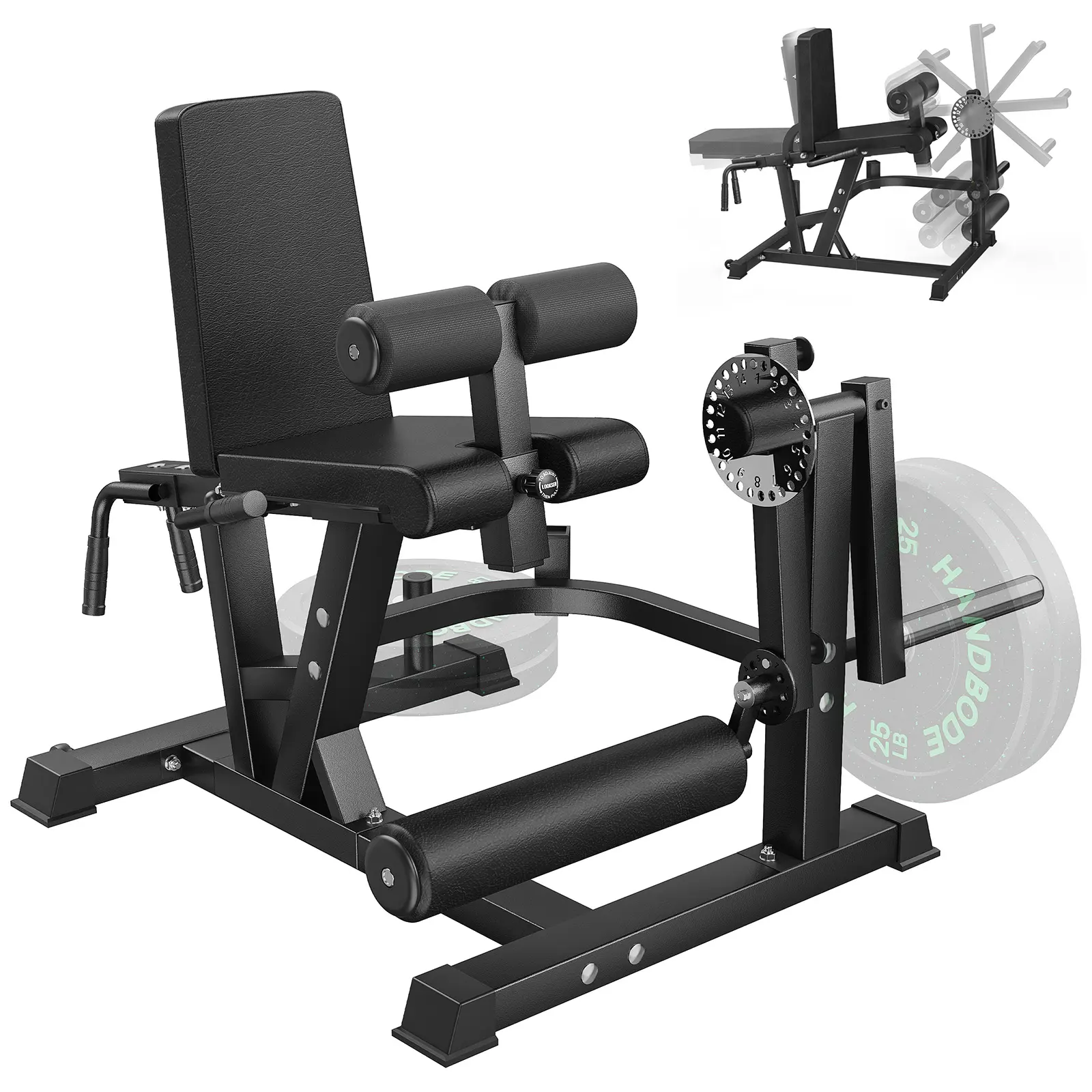 Leg Extension and Curl Machine, 1000 LB Adjustable Leg Machine,8-In-1 Trainer, Single-Pin Changes, Linear Bearings, Fits 1-Inch/2-Inch Plates, Hip Thrusts, Crunches, Arm Workouts, Home Gym