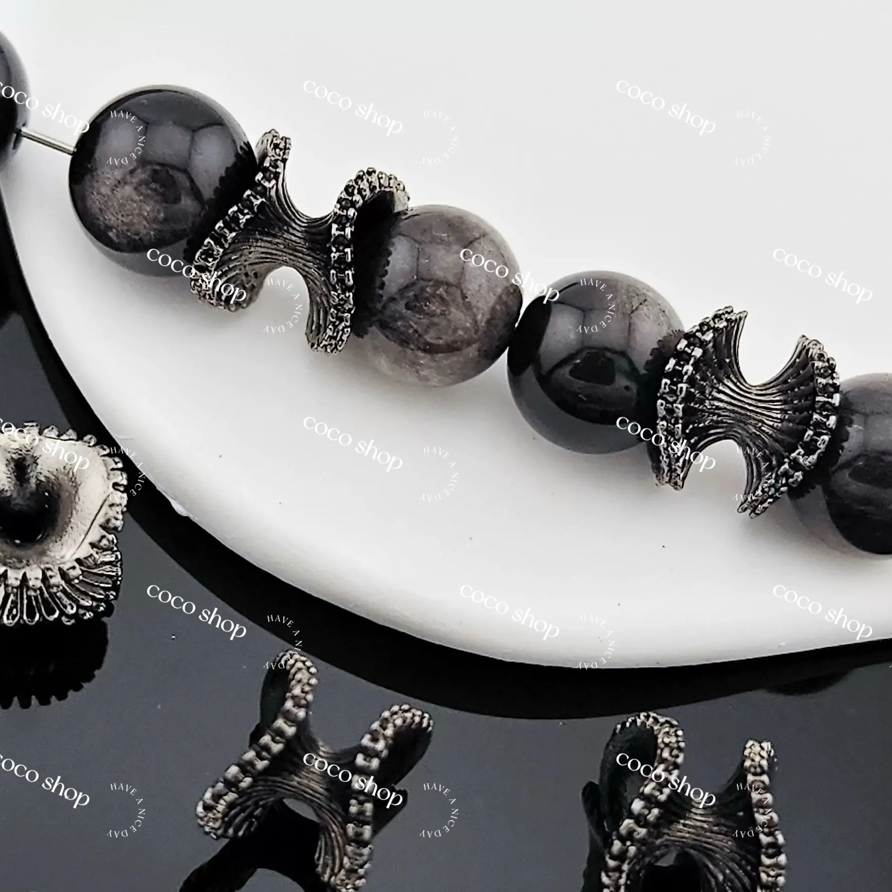 Black Wave Ruffled Spacer