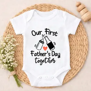 Baby Bodysuit Our First Fathers Day Together Print 100% Pure Cotton Non-Irritating Snap Closure Breathable Perfect For Gifting & Everyday