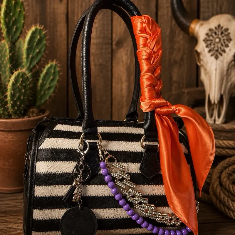Medium Black and White Striped Cowhide Speedy bag and Wallet