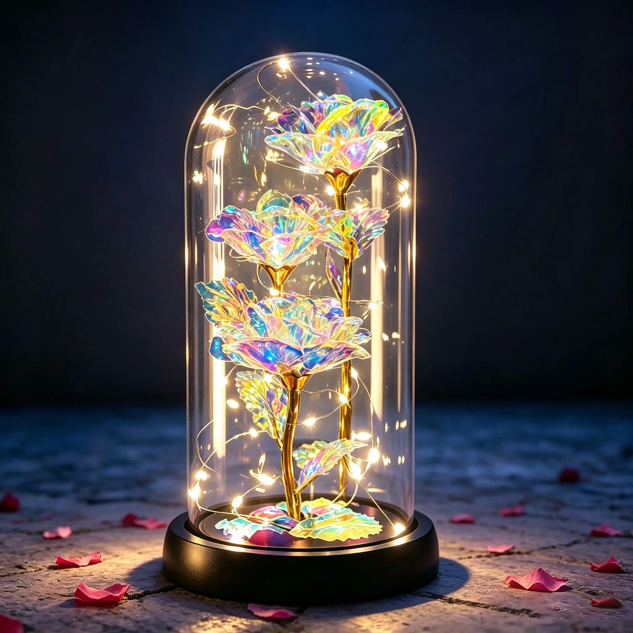 LED Everlasting Rose Eternal Flower,Romantic Creative Gifts for Women-Valentine's,Day, Mother's Day, Birthday, Memorable Dates Graduation luxury valentines Gifts for Her Anniversary gift for wife daughter Perfect gift Surprise Idea for LOVE(Multicolor)