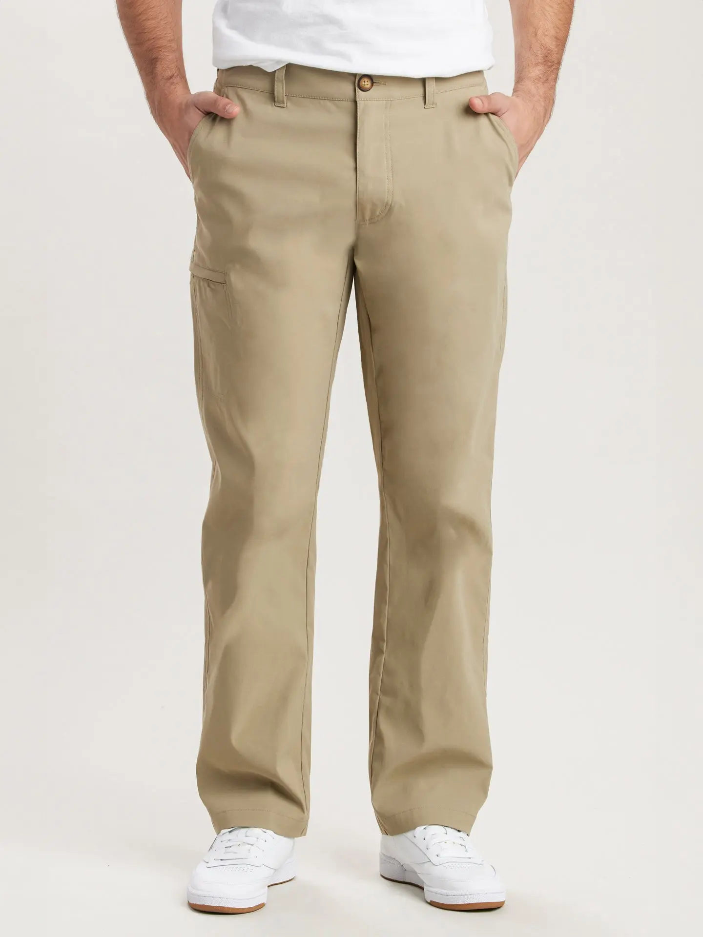 UNIONBAY Men's Rainier Outdoor Travel Pants, Classic Casual Slim Fit Stretch Fabric with Expandable Waist, Water-Repellent & UPF 50, Menswear, Long, Trouser, Pockets, Nylon, Male, Zip-Back Pocket, Spandex, Sun, Outdoors
