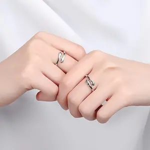 Plain Metal Coating Promise Rings, Set of 2 Everyday Fashion Costume Jewelry Accessories for Teenage Girls, Ideal Gift for Anniversaries and Birthdays to Express Love to Partners, Set Of Two