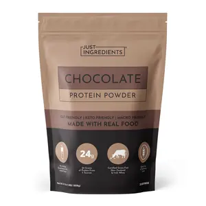 Just Ingredients Chocolate Protein Powder – 20-Serving Blend with 100% Grass-Fed Whey & Organic Plant Proteins – Rich Cocoa Flavor – Supports Muscle Recovery, Energy*