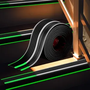 10 FT Rubber Stair Nosing Peel and Stick Non Slip Stair Edge Trim Protector Glow in The Dark Step Treads for Indoor Outdoor Staircases