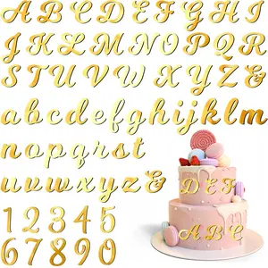 64-Piece Thick Acrylic Cake Decor Set, Cake Toppers, Letters and Numbers 0-9, DIY Bakery Dessert Decoration, Birthday Party, Holiday Gift Supplies