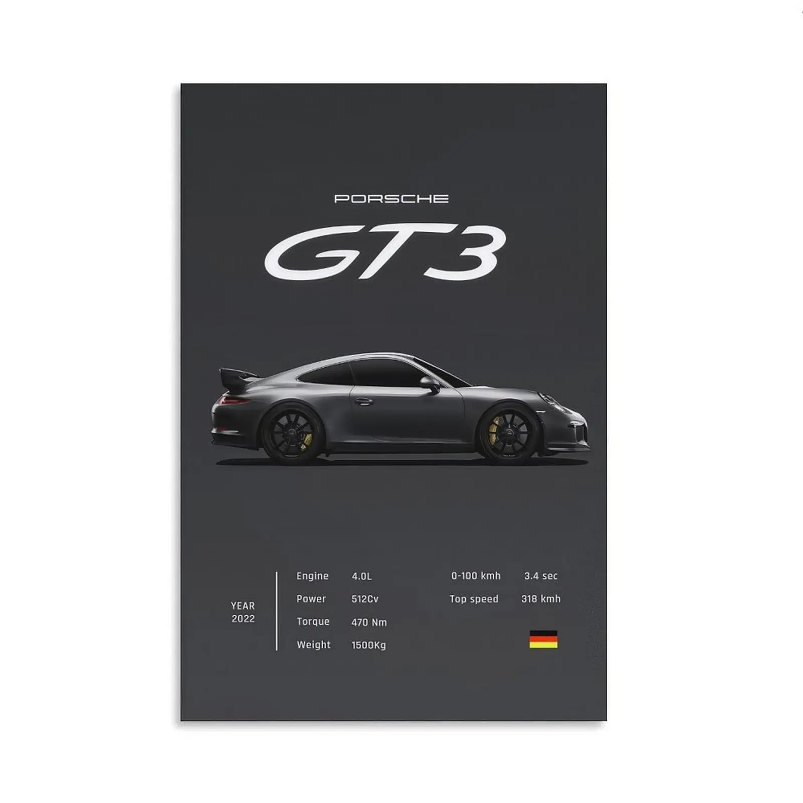 Porsche 911 GT3 RS Poster Hyper Car Poster Super Car Print Art Print Poster Home Decor Wall Decor Canvas Poster Dopamine Decor