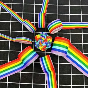 Elegant Rainbow Striped Ribbon Roll, Perfect Gift Wrapping & Festive Decoration Material, Non-Stretchy Design, Ideal for Special Occasions
