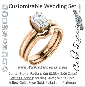 CZ Wedding Set, featuring The Ziitlaly engagement ring (Customizable Radiant Cut Solitaire with High Basket)