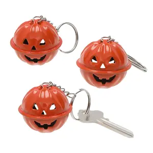 1 1/2" diam. Halloween Jack-O-Lantern Jingle Bell Keychains - 24 Pc.
