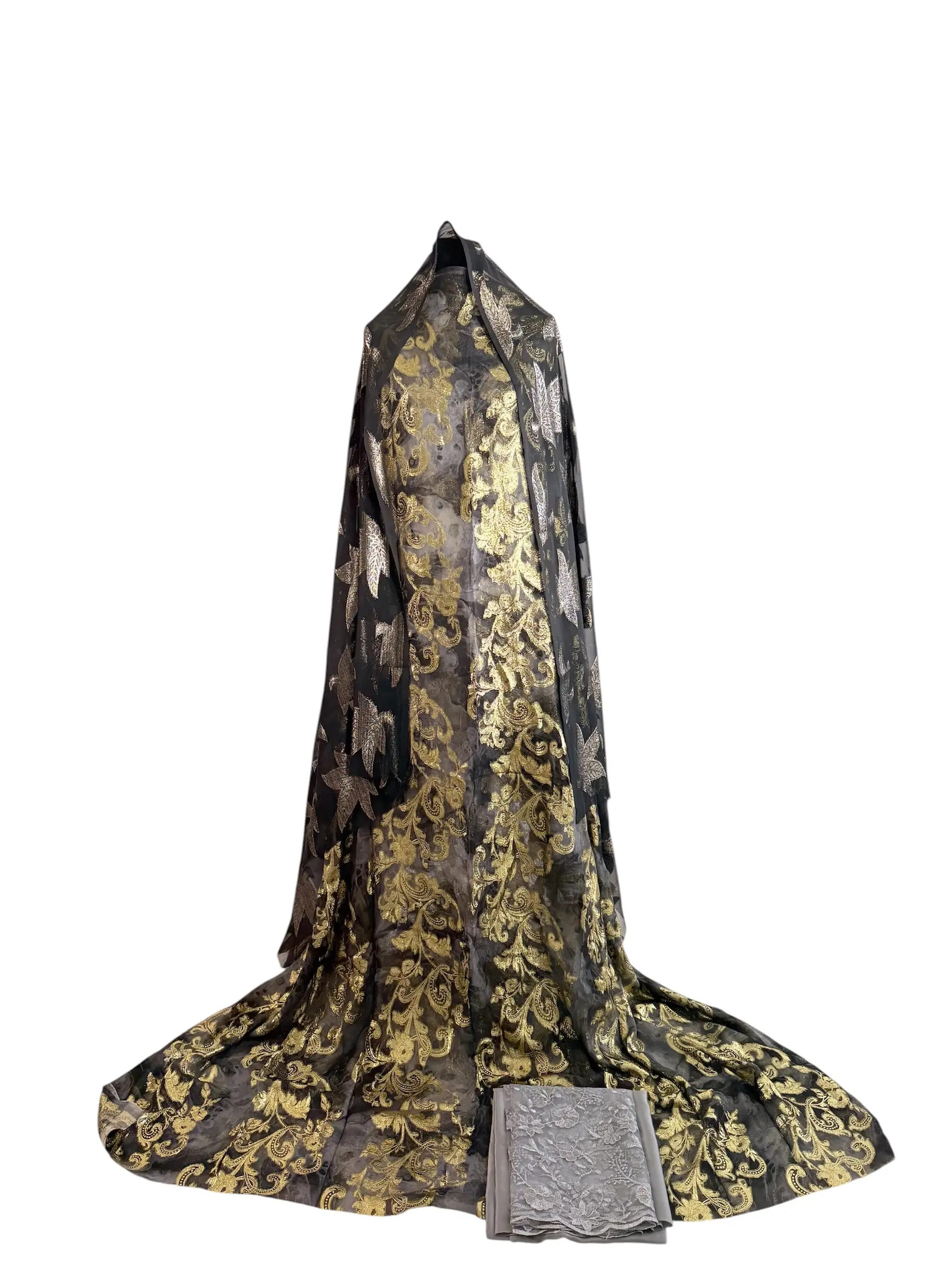 Diraq "Midnight Royale" 3-Piece Unstitched Suit with Luxury Gold Organza Dupatta