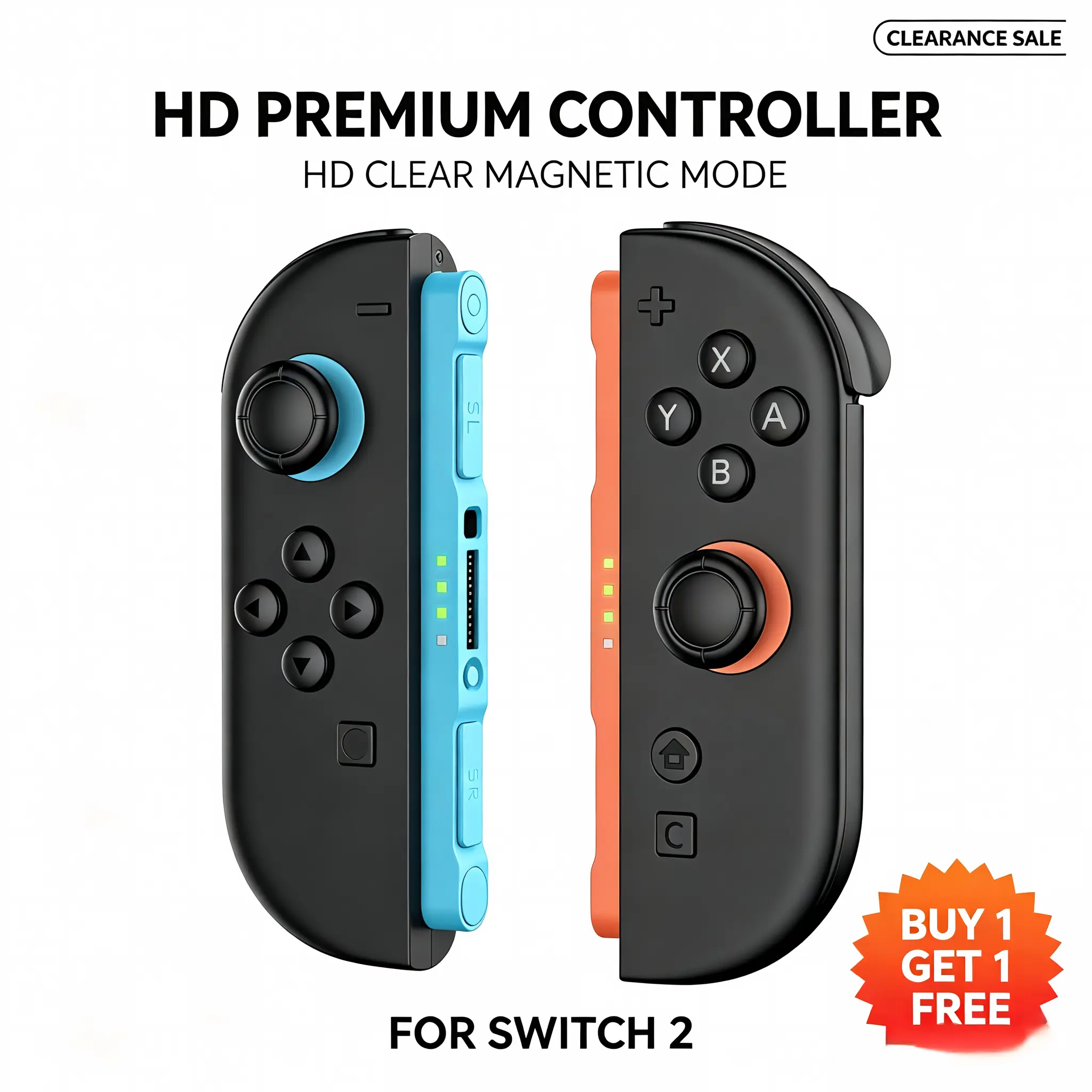 HD Premium Controller for Switch 2 - HD Clear Magnetic Mode - Buy 1 Get 1 Free - Clearance Sale