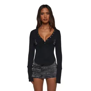 Brianna Long Sleeve Top - Black