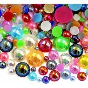 2000PCS AB Color Imitation Half Round Flatback Loose Pearls Beads, Mixed Sizes 2-10mm Mixed AB Colors for Crafts Jewelry Nail Art Shoes Clothes Scrapbook Decoration