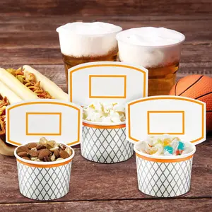 24PCS Paper Snack Cups 8oz Disposable Treat Snacks Candy Bowls Basketball Hoop Snack Cups Basketball Party Supplies Sports Party Decorations