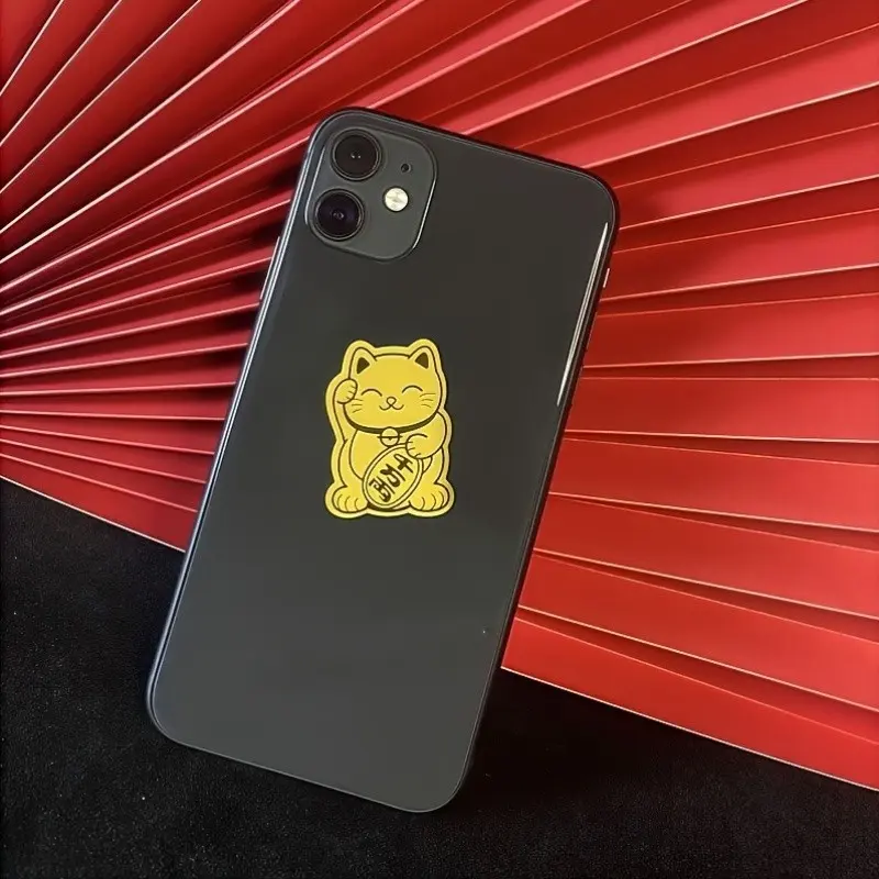 10 Lucky Cat Stickers, Decorative Phone and Laptop Back Cover Decals, Sparkling New Year Gift, Tech Accessories, Holiday Decoration