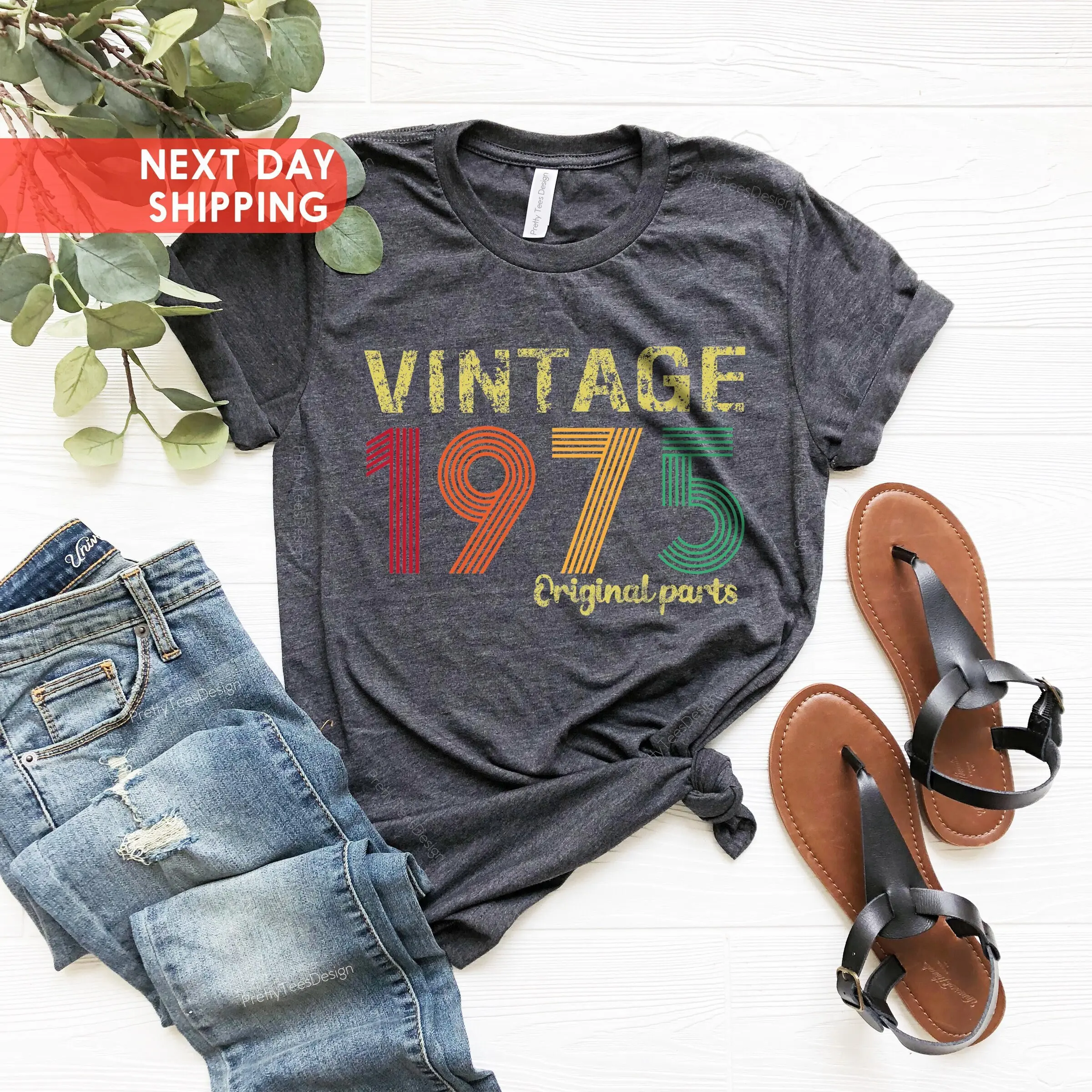 Vintage 1975 Original Part Tee, 1975 Retro Shirt, 49th Vintage Tee, Born In 1975, 49th Birthday Gift For Women, 49th Birthday Gift For Men