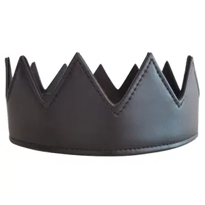 Black Vegan Leather Crown - Adjustable for All Head Sizes - Super Comfortable
