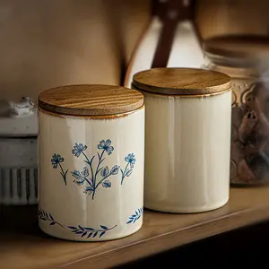 Sealed Coffee Bean Storage Jar with Lid, Moisture-Proof Ceramic Tea Canister, Rice Grain Organizer, Sugar Container