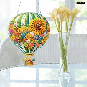 2D FLATFlower Hot Air Balloon Theme 2D Flat DIY Special Shape Rhinestone Diamond Art Window Pendants Diamond Painting Set Hanging Diamond Diamond Painting Kit is Suitable for Decorations. Create Unique DIY Handicrafts, Making Gifts Distinctive and Unique!