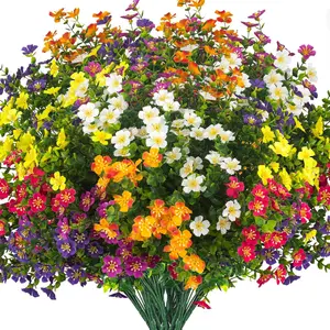 Artificial Mixed Flower, 12pcs/set Outdoor UV-Resistant Colorful Simulated Flower, Fake Outdoor Flowers, Artificial Pansy Flower, Decorative Flowers, Decorative Bouquet for Home, Garden & Porch
