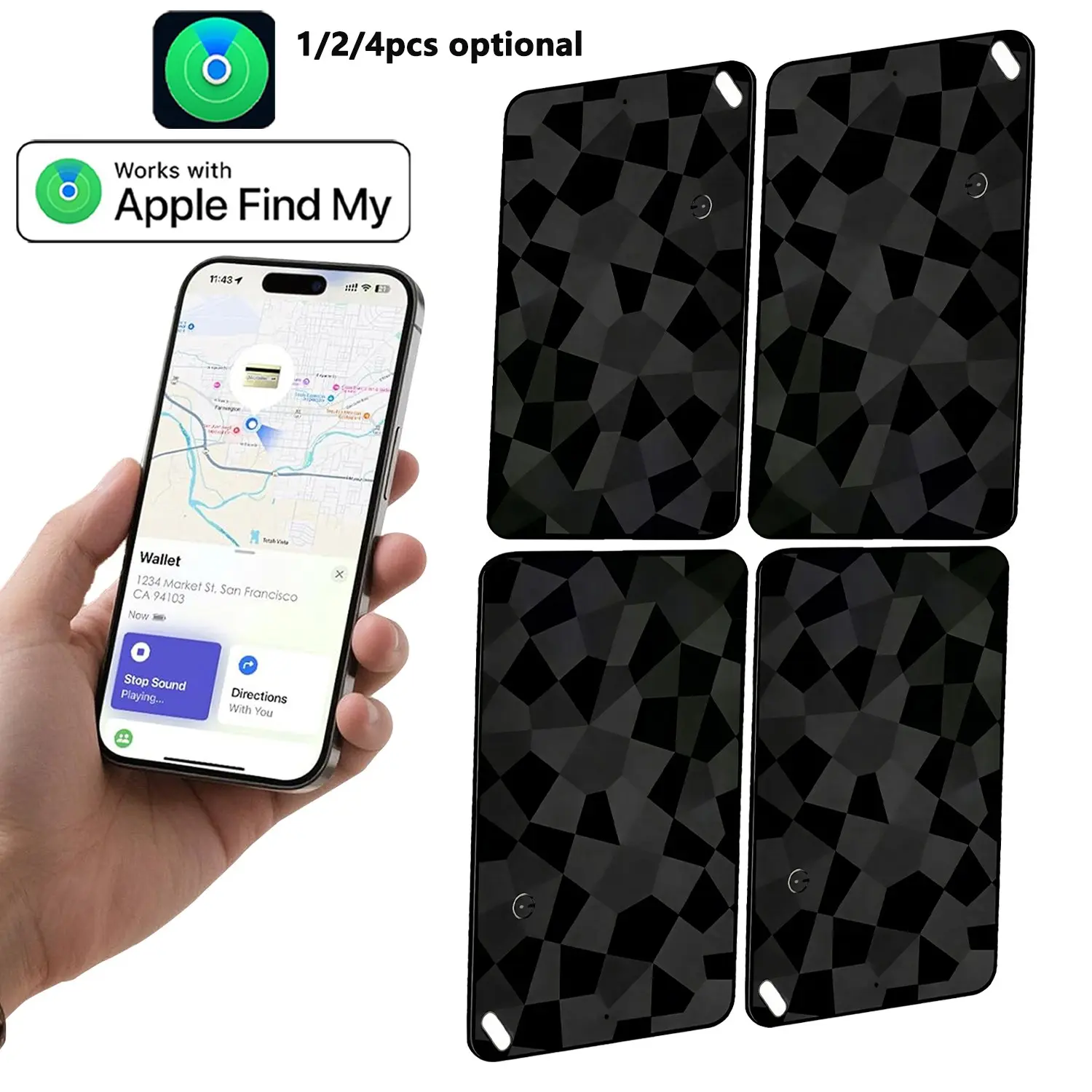Air Tag Tracker Wireless Charging  – 1/2/4 Pack Smart Tracking Tag | Compatible with Apple Find My (iOS Only) | GPS Key Finder for Wallets, Children, Suitcases, Cars | Rechargeable Item Locator for Valuables