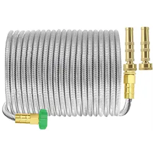 100ft with 2 Copper Bullet Hose Nozzle,304 Stainless Expandable Hose for Dog Shower,Car,Lightweight Anti Corrosion Non Kinking