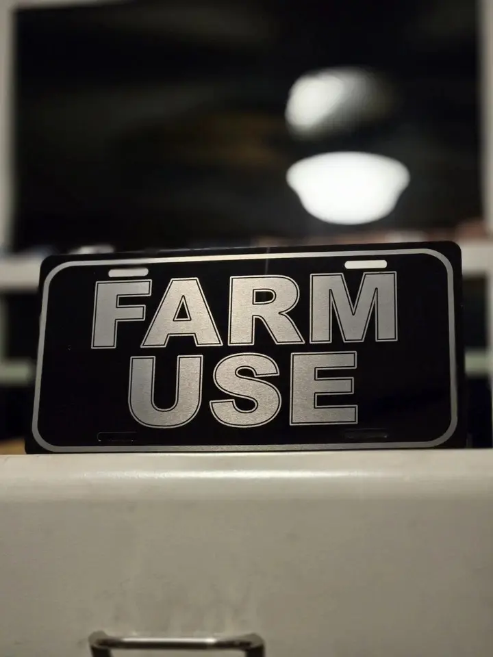 FARM USE license Plate
