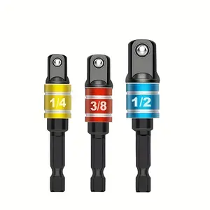 3pcs Impact grade socket wrench Adapter Expansion Kit Socket Combination Tool 1/4 ", 3/8 ", 1/2 "- hex shank, square head, extension drill, rod power tools - multiple colors Impact Sockets Set