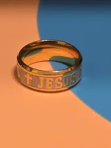 Jesus Cross Stainless Steel #10 Plated Gold Color Ring 6.7 Grams Unisex Faith Representation for Men and Women