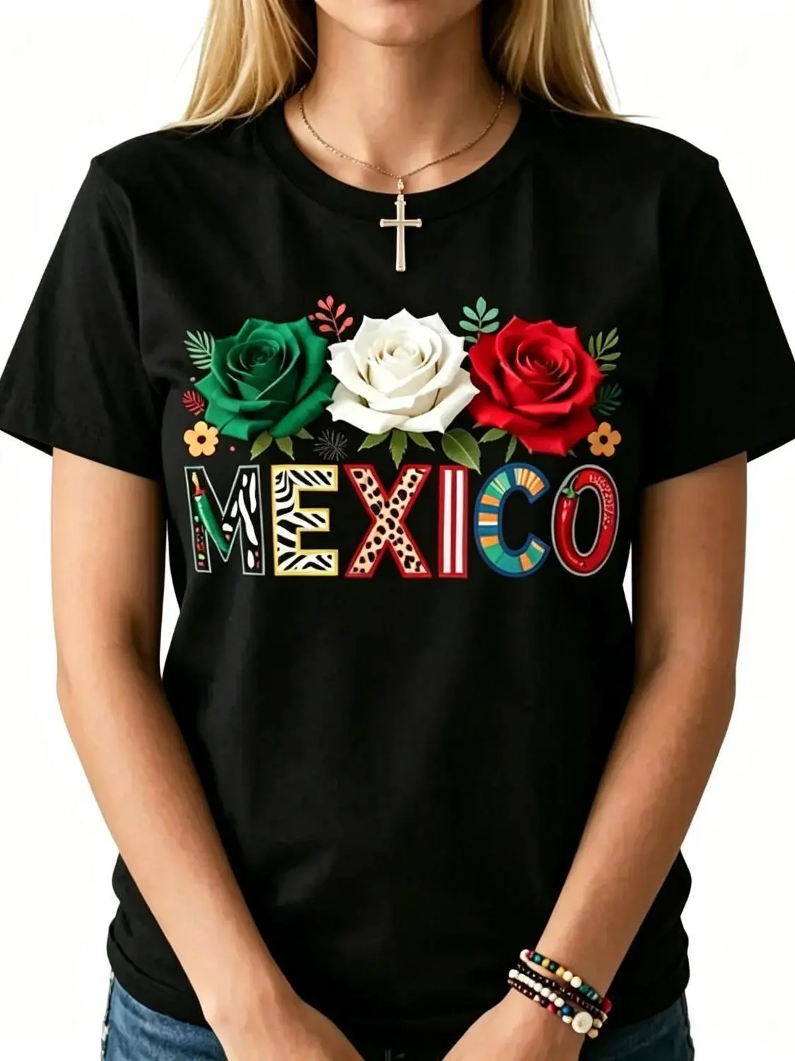 Creative Pattern Print T Shirt Featuring Mexico Theme Perfect for Women's Spring Summer and Fall Casual Fashion Machine Washable Suitable for Sports Daily and Party Wear  funngraphic shirts short sleeve humor graphic tee cotton graphic tees trendy t-shirt