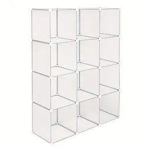 New 1pc 12-Cube Storage Shelf Books Storage Shelf Dustproof Display Rack Magic Cube Storage Closet Organization & Storage For Living Room Entrance Bedroom Room Decor Home Decor