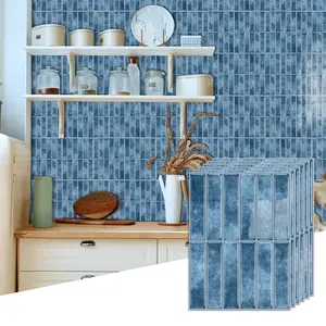 Fresh Blue Peel & Stick Tile Decals, 12/24pcs Self-Adhesive Waterproof Wall Stickers for Kitchen Backsplash, Bathroom Cabinets, Living Room Decor, Home Decor