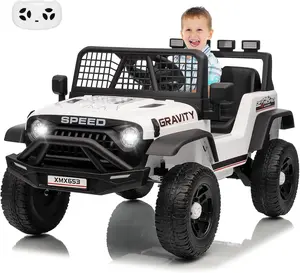 GAOMON 12V Ride on Car for 3+, Kids Electric Vehicles with Remote Control Riding Toy Extra Wide Seat and Legroom for Toddlers with Safety Belt, 3 Speeds, LED Light, Music, USB for Children 3-6 Years,White