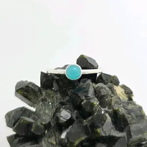 Jen's Jewels Amazonite and Sterling Silver Stacker Ring, Stacker Ring, Small Stone Ring