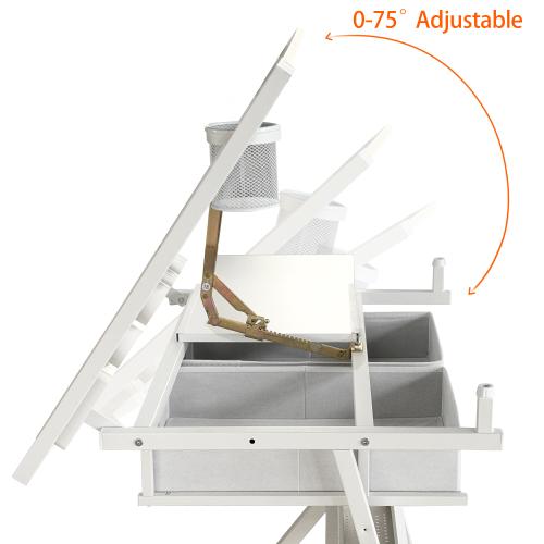 Bellemave  Adjustable drawing drafting table desk with 2 drawers for home office and school with stool