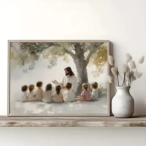 Unframed Jesus Christ Watercolor Artistic Art Poster, Waterproof Canvas Wall Painting, Gift for Living Room Bedroom Bathroom Office Hallway Kitchen Decor