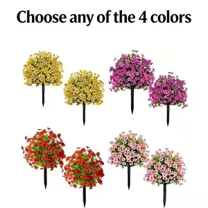 2-piece set (4 colors, any choice) Home decoration artificial flower, with ground plug, Versatile decoration, suitable for indoor and outdoor home, hotel, wedding decoration all year round, no container included