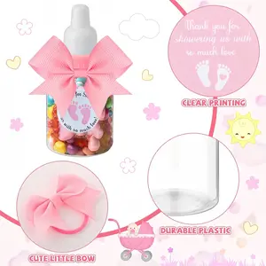 Mini Baby Bottle Set, 1/6/12 Pieces, 3.5 Inch Plastic Bottles, Ideal for Baby Shower, Thank You Stickers & Bow Included, Party Favors Assortment