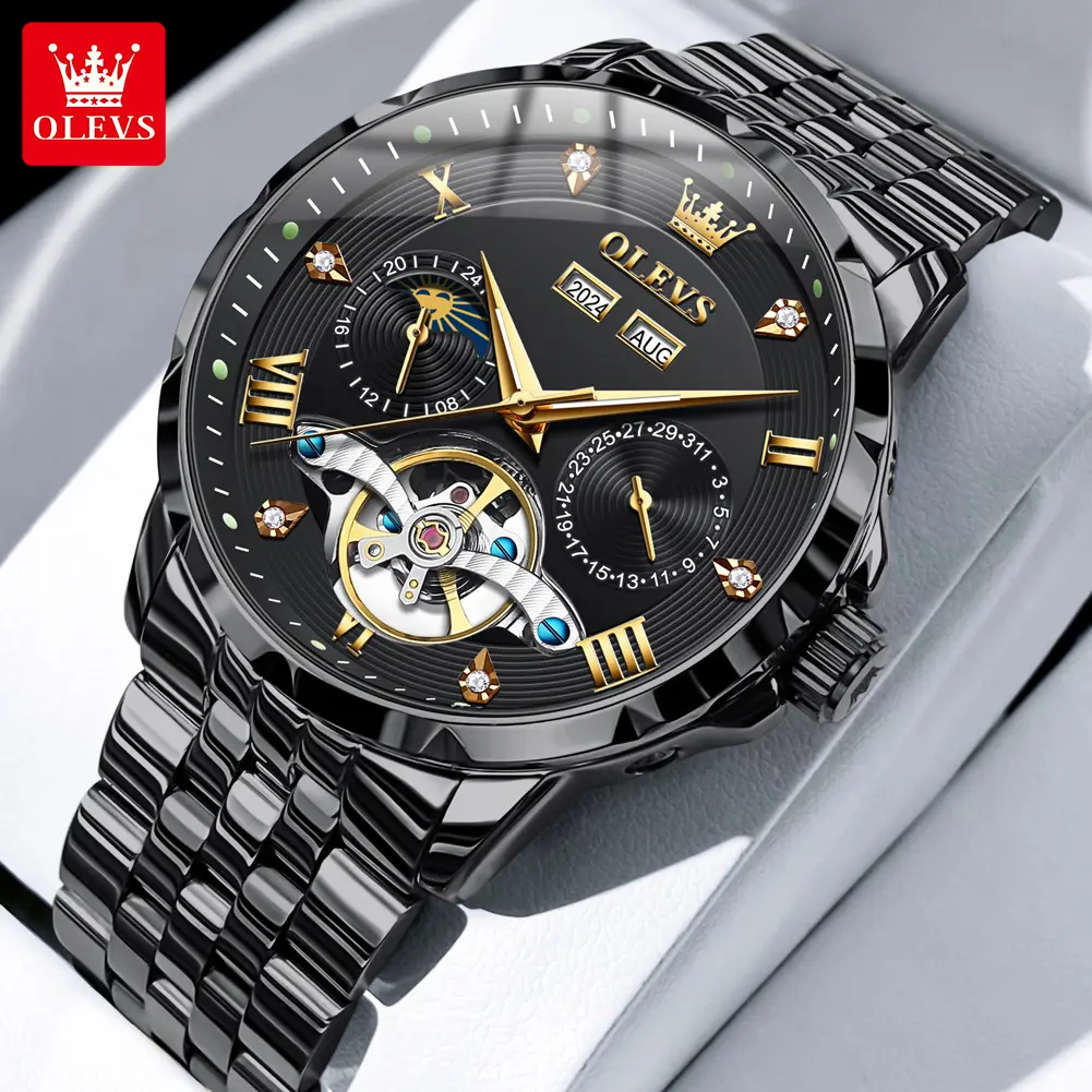 Genuine high-grade hollow design multi-function dial men's watch OLEVS brand flagship new trend luminous waterproof automatic mechanical watch 6701