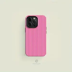 2D Printing Striped Pink on Pink Tough Phone Case for iPhone 17 16 15 14 13 12 11 Pro Max Case