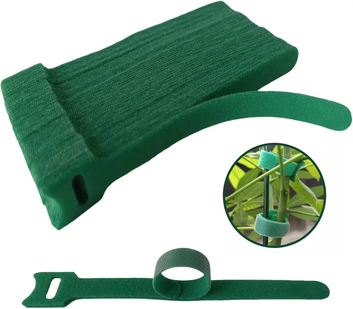 100PCS 6-in Green Reusable Anti-Slip Nylon Adjustable Straps with Hook and Loop Fasteners, Secure Fit Garden Plant Supplies for Climbing Support, Organizing Cables and Wires (No Damage)