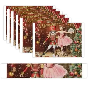 Custom-made seven-piece Christmas table mat set Christmas Nutcracker Fairy Tale Scene Phone Case with Ballerina, Kids And Festive Decorations low  eeg  ag  wis  flannel  blanket Cozy Santa Claus Throw Blanket Women's Soft Penguin Silk Lace Bow Thigh High