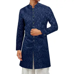 Mens Kurta Sherwani Coats Kaftan Indian Ethnic Royal Suits Mandarin Collar Wedding Festive Party Blazer
