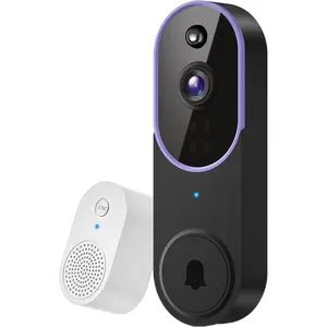1080P Wireless Video Doorbell Camera, AI Human Detection, Cloud Storage, Two-Way Audio, 2.4GHz Wi-Fi Support, Real-Time Alerts, Easy Installation, Night Vision (Purple)