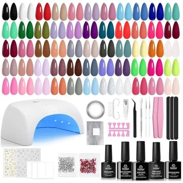 Beetles 45Colors Gel Nail Polish Starter Kit【UV Light&Top Base Gel&Diamond Decorations&Stickers&Manicure Tools】DIY Nails Art Gift salon nails at home Glitter Matte Cutics #TikTokShopBacktoSchool