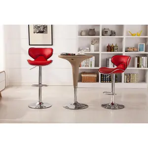 Masaccio Red Cushioned Leatherette Upholstery Airlift Adjustable'swivel Barstool with Chrome Base, Set of 2